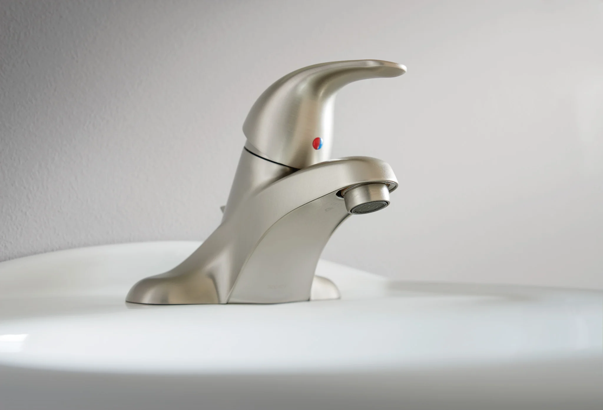 Adler Spot resist brushed nickel one-handle low arc bathroom faucet