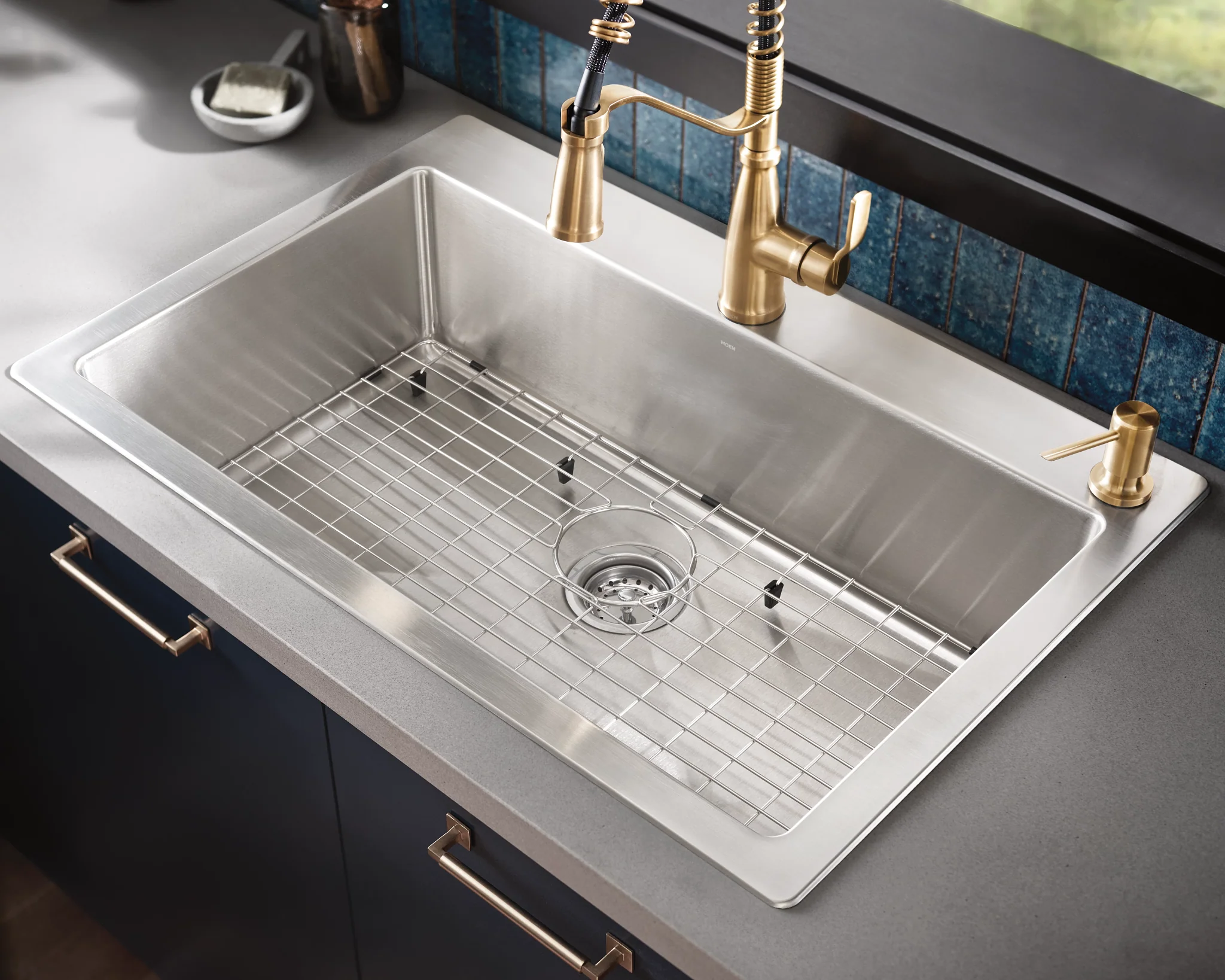1800 Series 33"x22" stainless steel 18 gauge single bowl dual mount sink