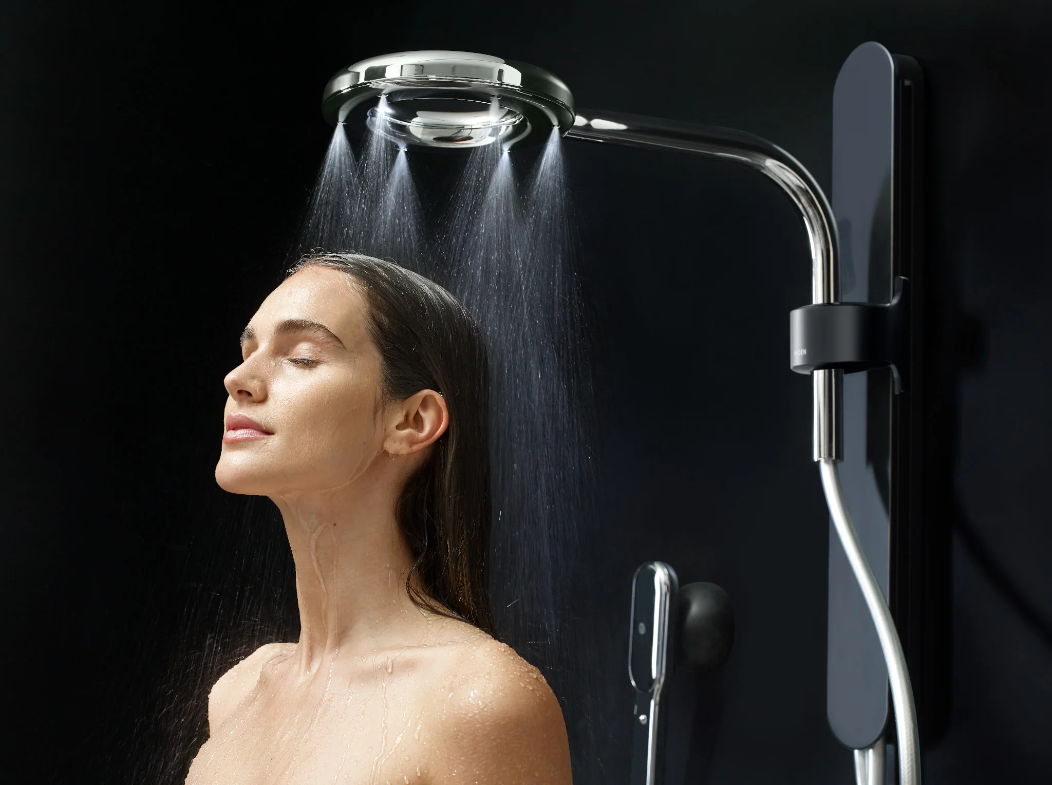 3495-Moen-Spa-Shower-Matte-Black-Two-Function-7.9-Diameter-Spray-Head-Standard-With-Handshower-3.webp Moen Spa Shower Matte Black Two-Function 7.9" Diameter Spray Head Standard With Handshower