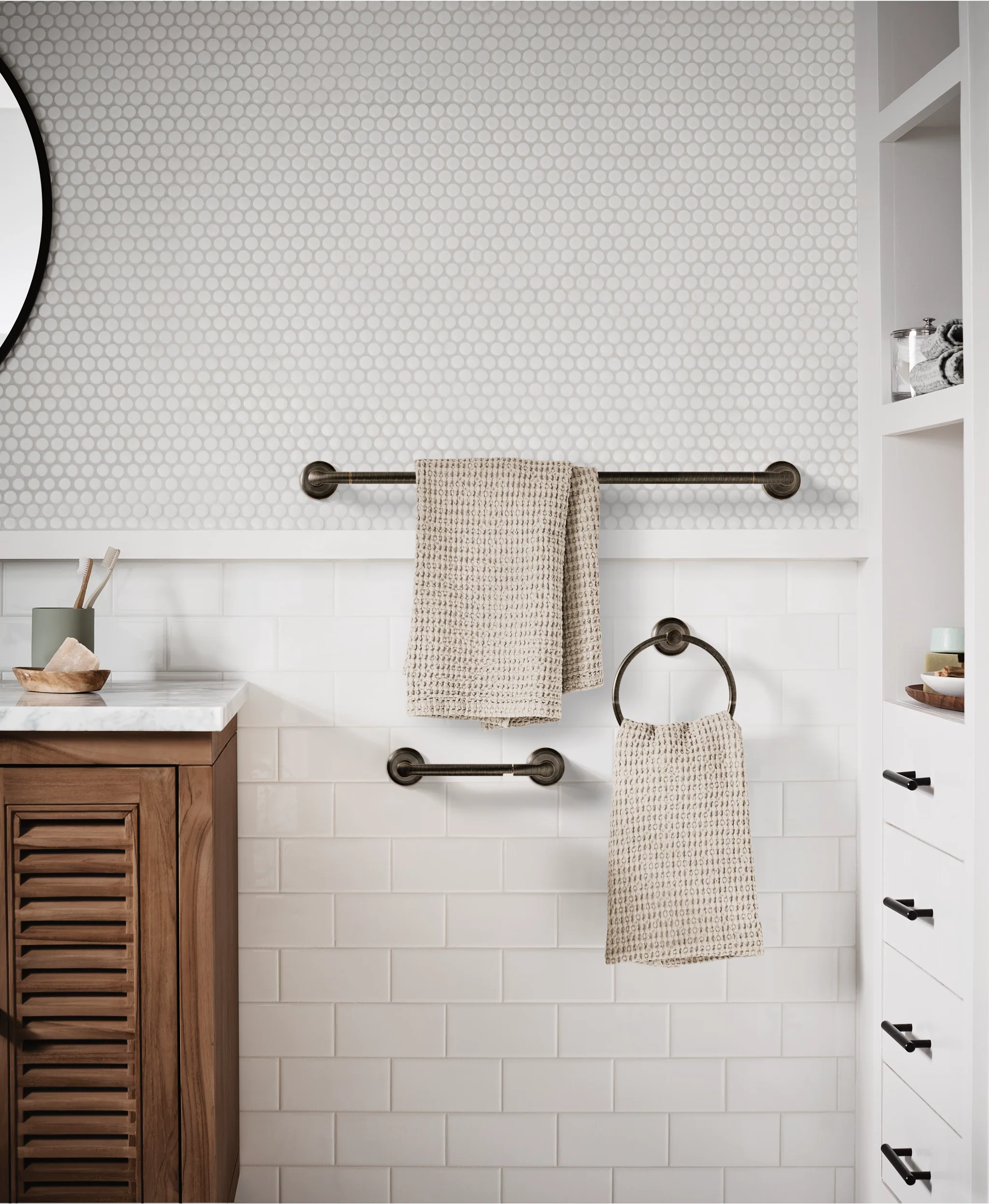 4332-Hilliard-Chrome-pivoting-paper-holder-towel-bar-towel-ring-3.webp Hilliard Chrome pivoting paper holder towel bar towel ring