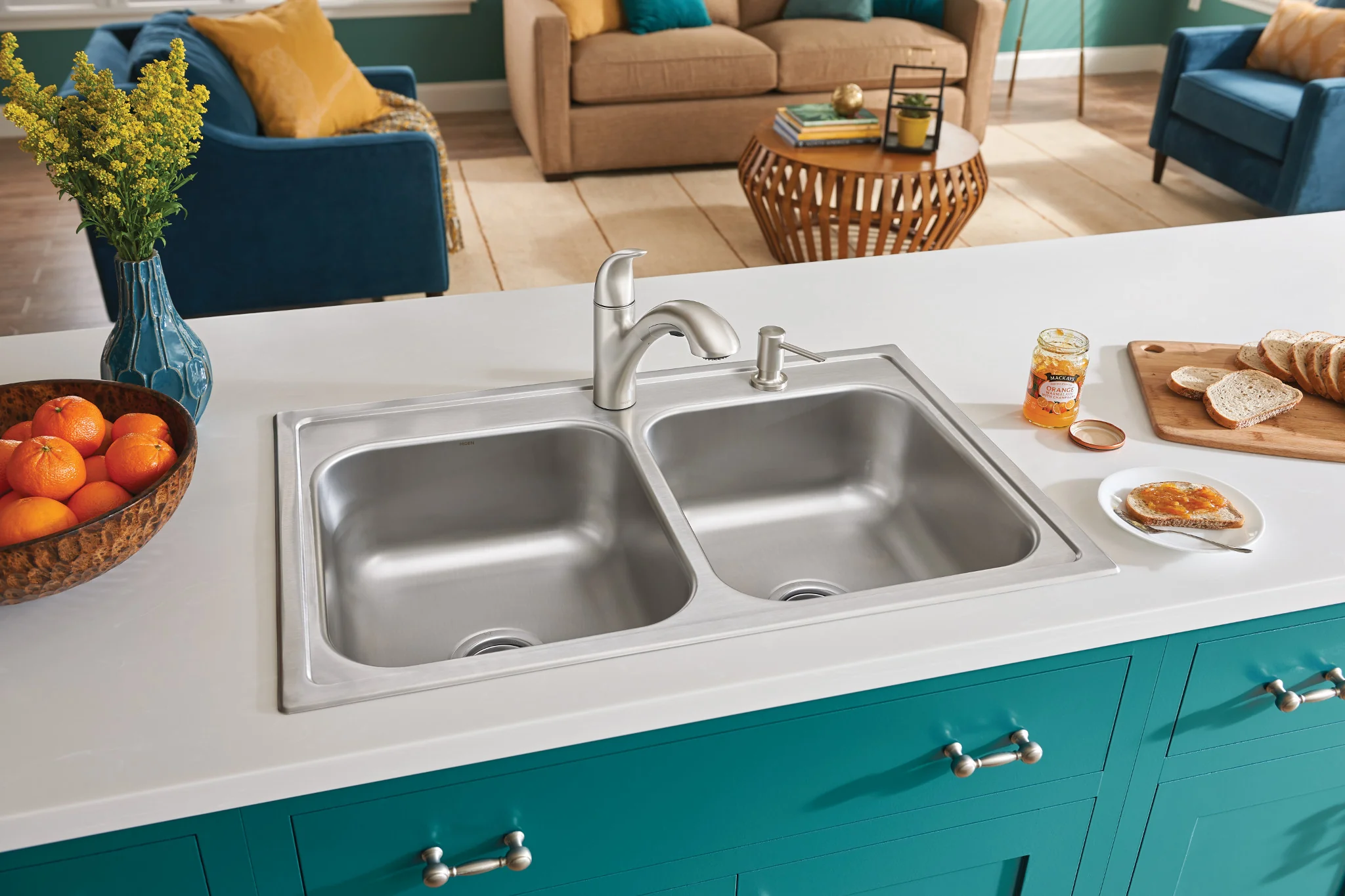 4640-Galvin-Sink-Faucet-Combination-33-X22-20-Gauge-Stainless-Steel-Double-Bowl-2.webp Galvin Sink & Faucet Combination - 33"X22" 20-Gauge Stainless Steel Double Bowl