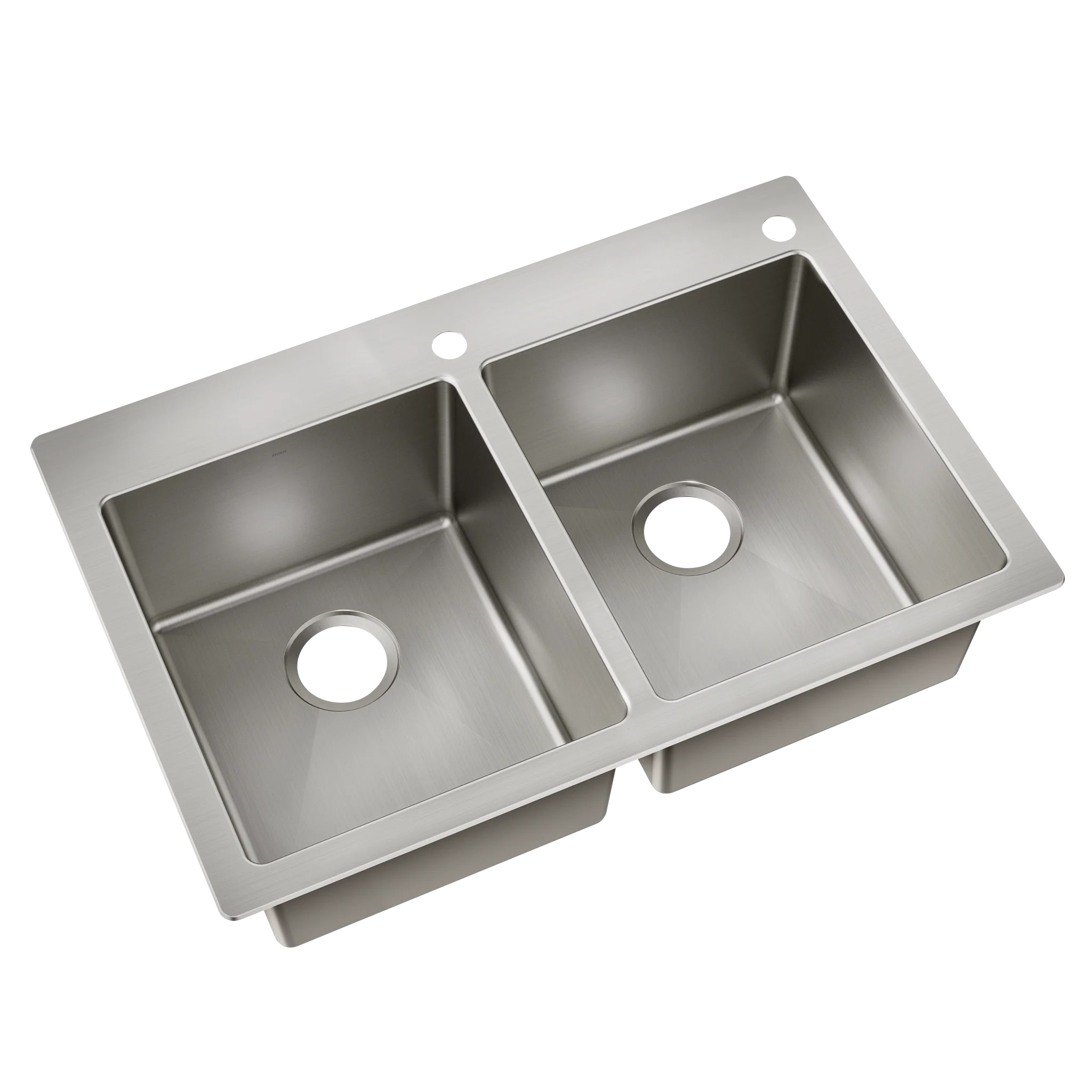 33" x 22" Stainless Steel 18 Gauge Double Bowl Dualmount Sink