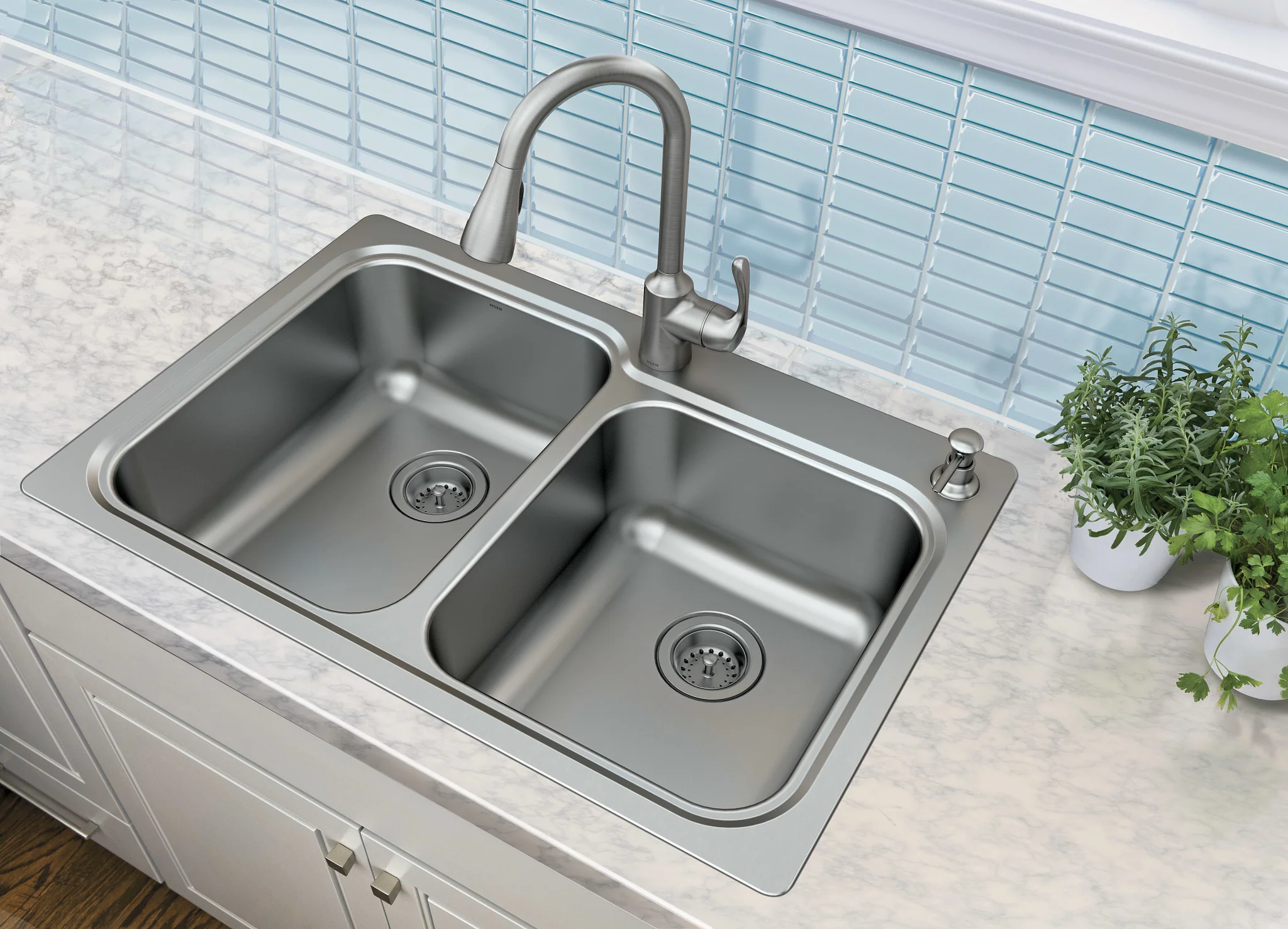 5655-Lodi-Stainless-steel-33-X-22-18-Gauge-Double-Bowl-Faucet-and-Sink-Combination-2.webp Lodi Stainless steel 33" X 22" 18 Gauge Double Bowl Faucet and Sink Combination