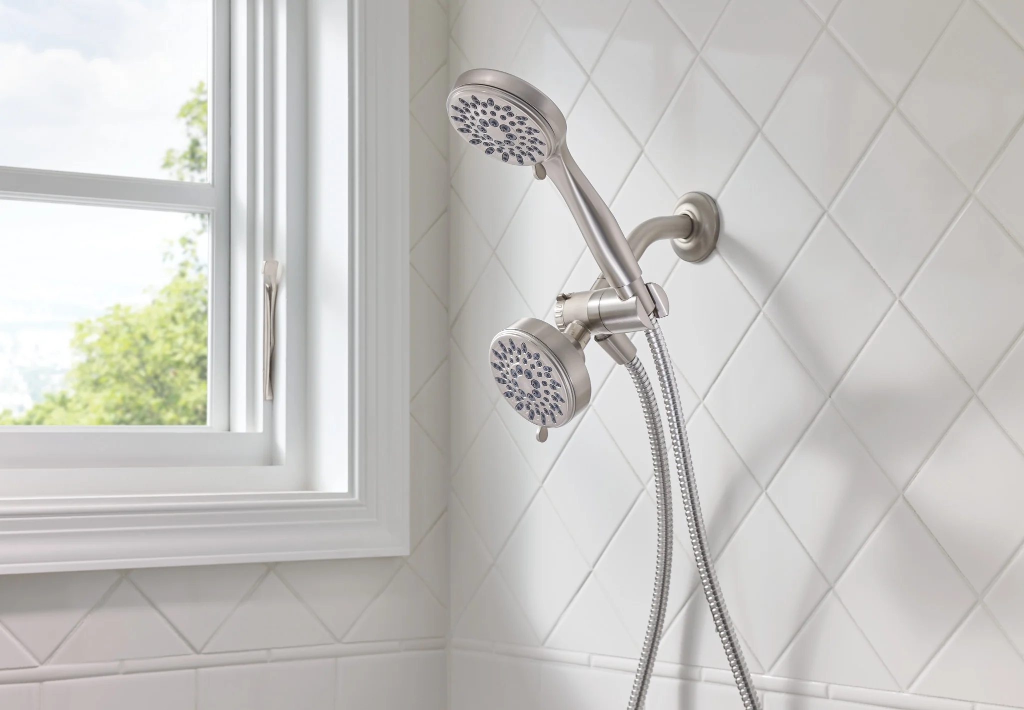 Ignite Five-Function 3 3/4" Diameter Standard Spray Head With Handheld Shower