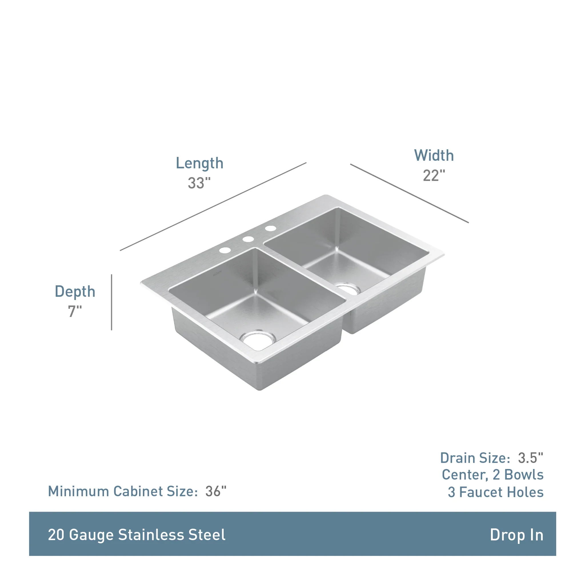 7462-Prep-33-Stainless-Steel-Drop-in-Double-Bowl-Sink-5.webp Prep 33" Stainless Steel Drop-in Double Bowl Sink