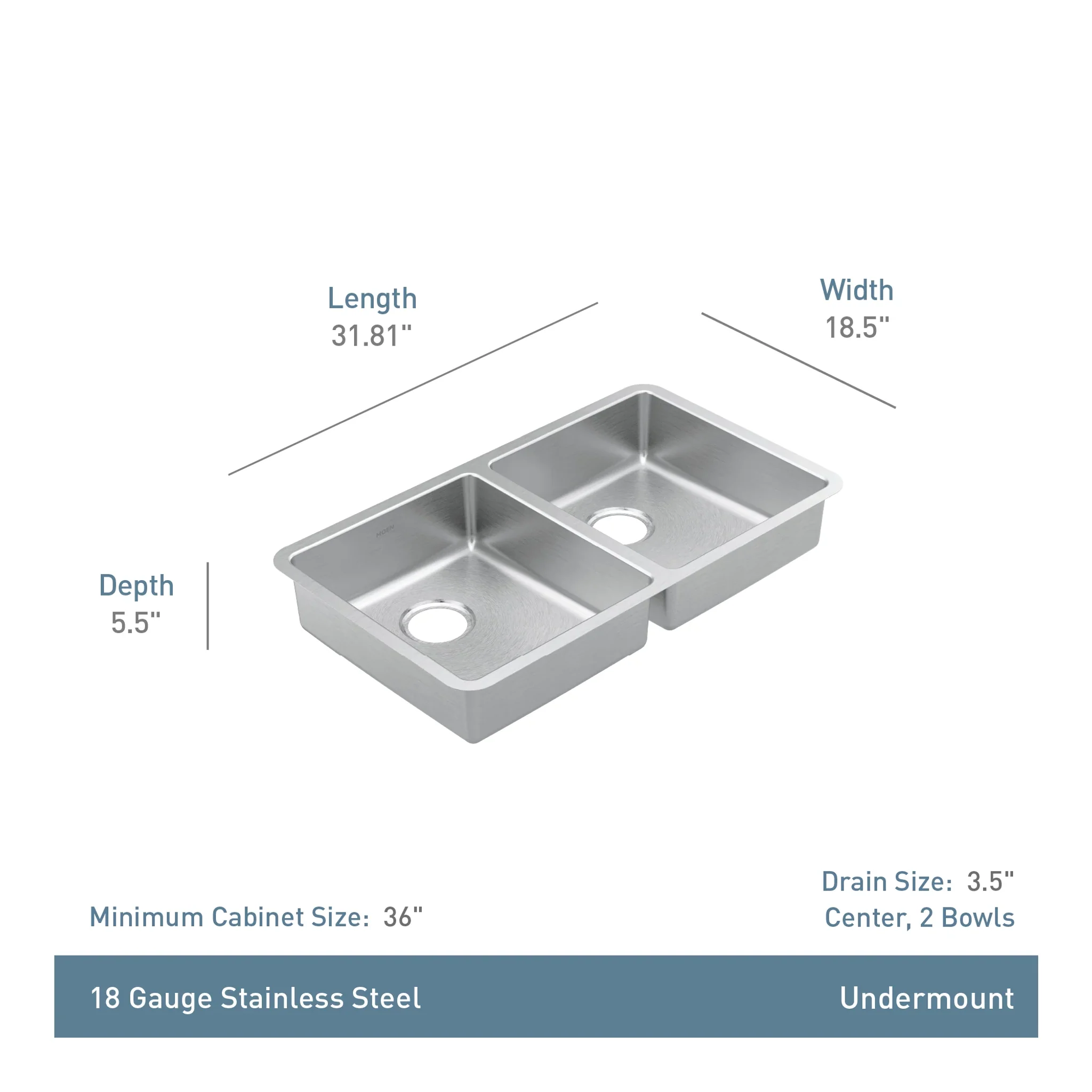 7665-Prep-32-Undermount-Double-Bowl-Sink-5.webp Prep 32" Undermount Double Bowl Sink