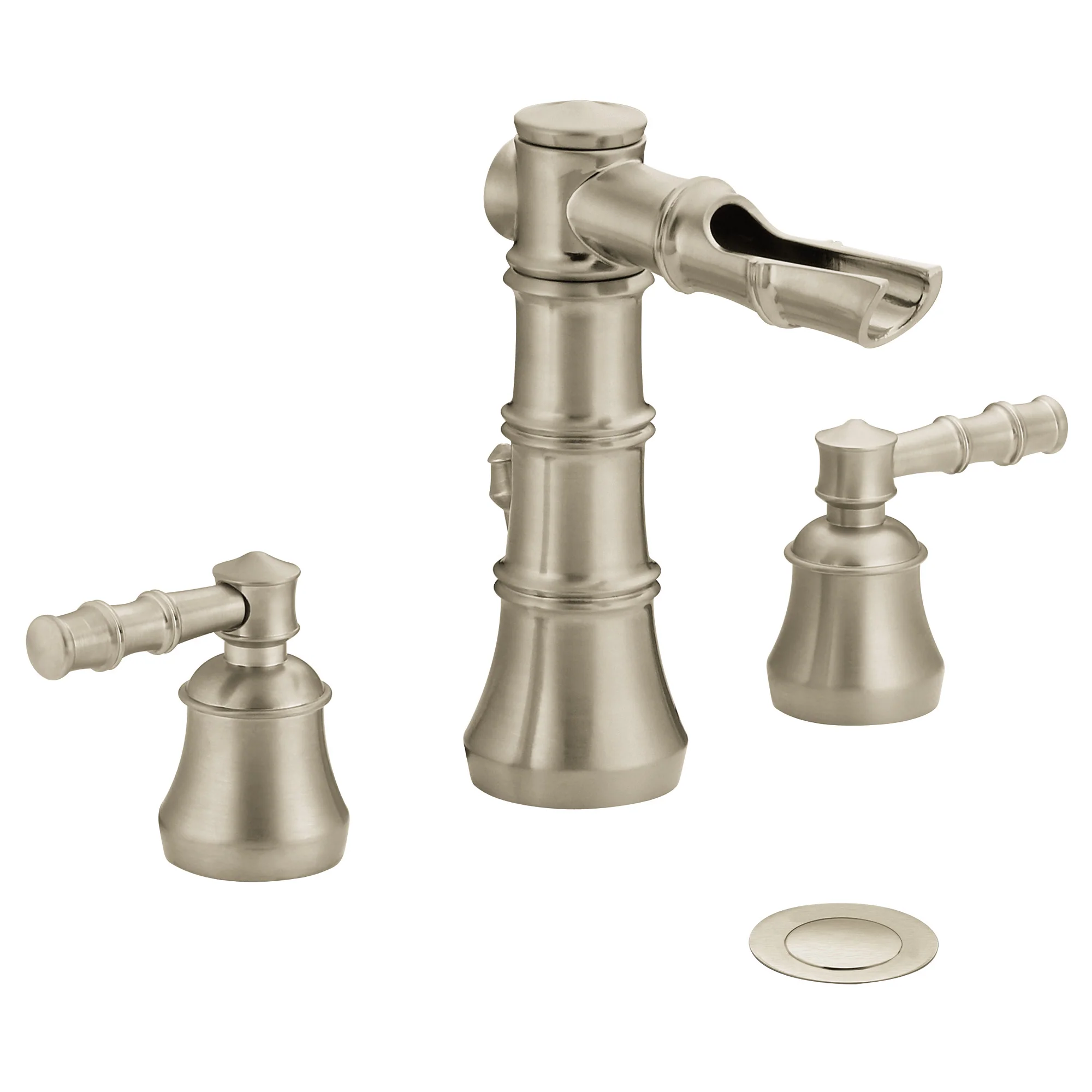 8910-Bamboo-Brushed-nickel-two-handle-open-waterway-bathroom-faucet-1.webp Bamboo Brushed nickel two-handle open waterway bathroom faucet