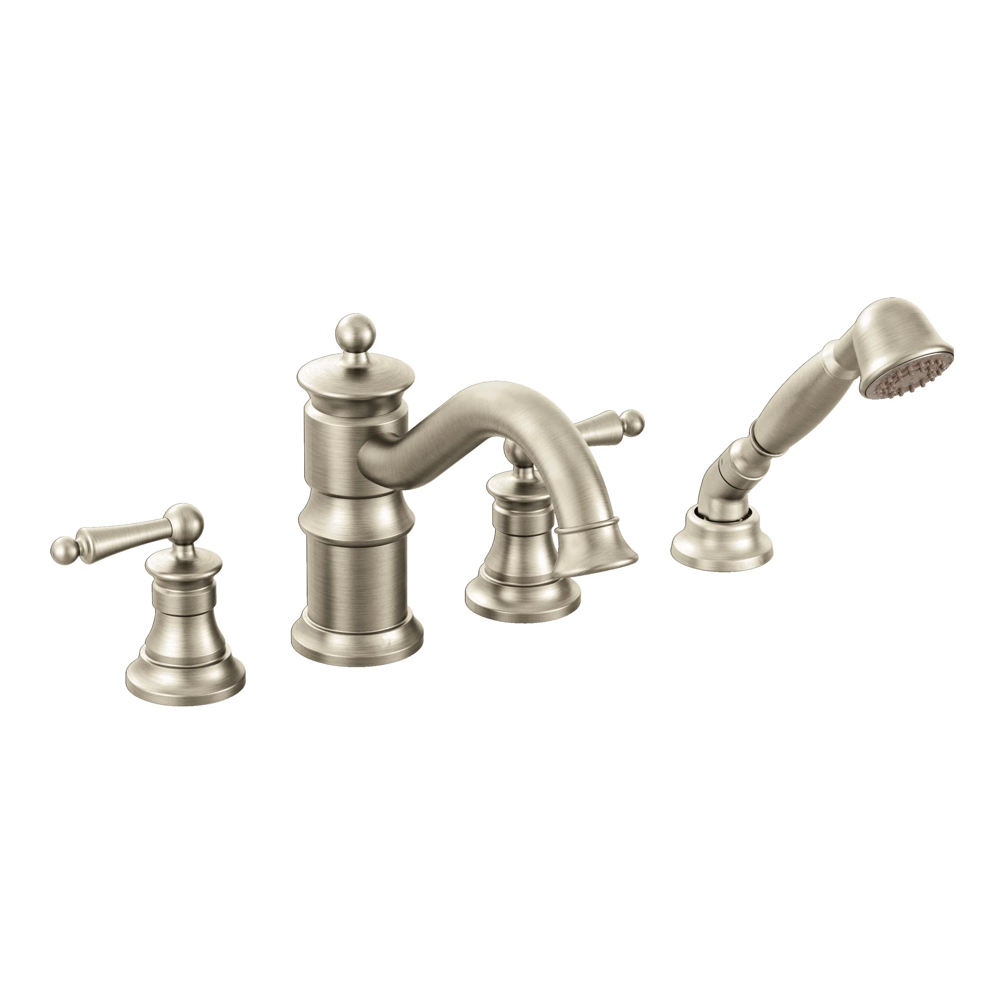 9284-Waterhill-Chrome-two-handle-high-arc-roman-tub-faucet-includes-hand-shower-1.webp Waterhill Chrome two-handle high arc roman tub faucet includes hand shower