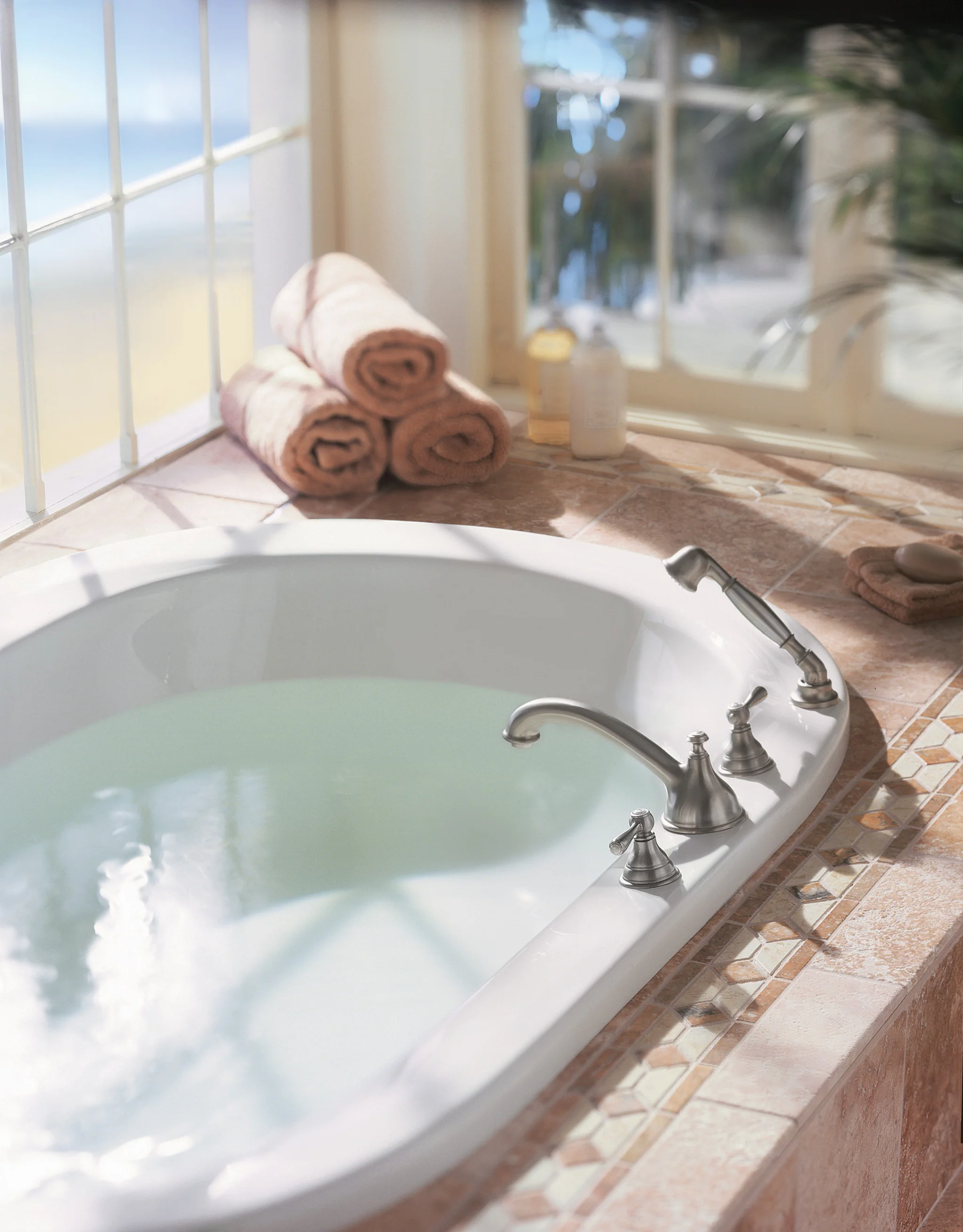 9432-Kingsley-Chrome-two-handle-low-arc-roman-tub-faucet-includes-hand-shower-4.webp Kingsley Chrome two-handle low arc roman tub faucet includes hand shower