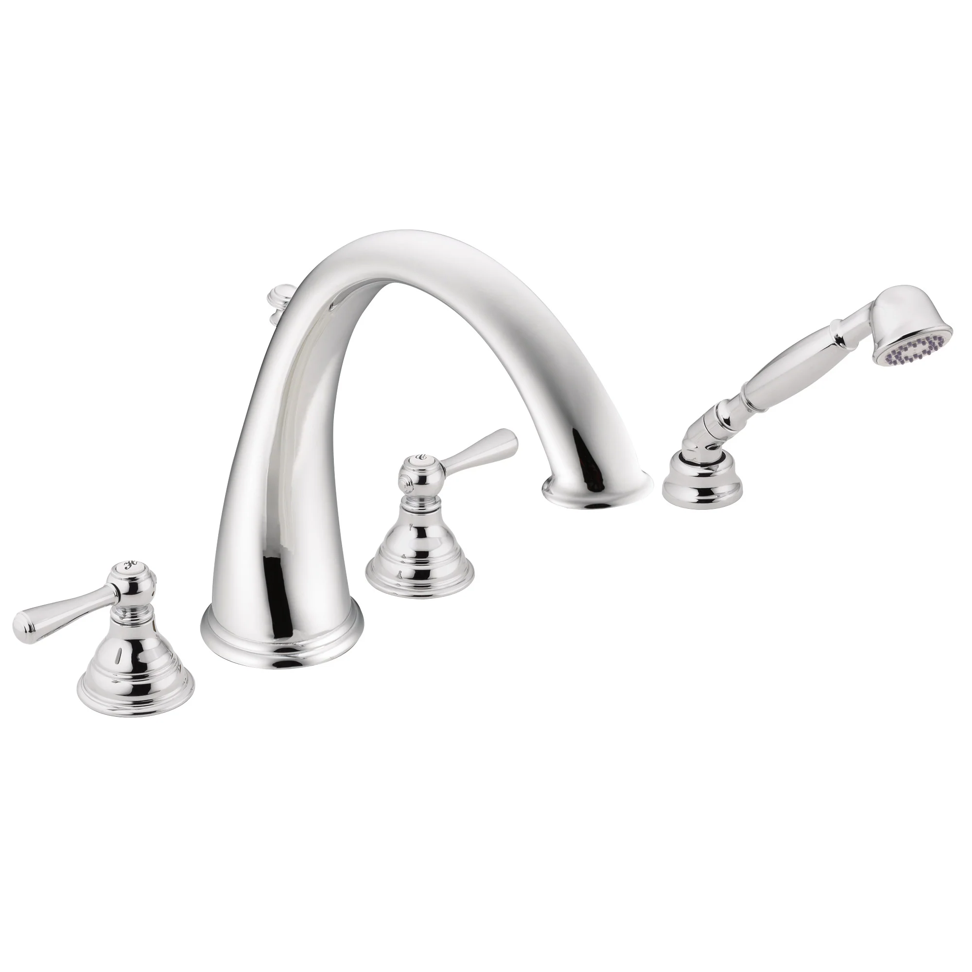 9437-Kingsley-Chrome-Two-Handle-High-Arc-Roman-Tub-Faucet-including-Handheld-Shower-3.webp Kingsley Chrome Two-Handle High Arc Roman Tub Faucet including Handheld Shower