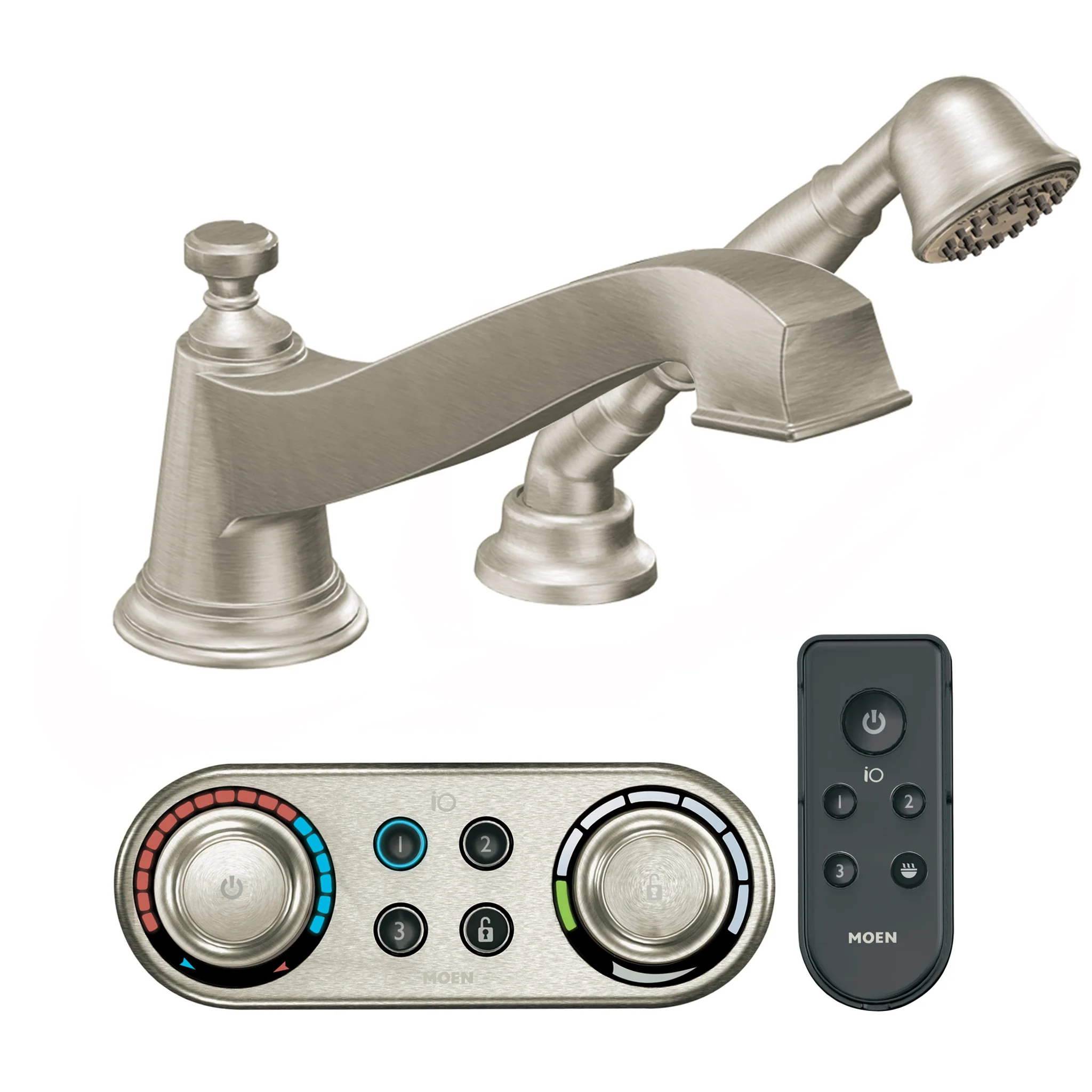 9480-Rothbury-Chrome-low-arc-roman-tub-faucet-includes-hand-shower-IoDIGITAL-R-technology-2.webp Rothbury Chrome low arc roman tub faucet includes hand shower IoDIGITAL(R) technology