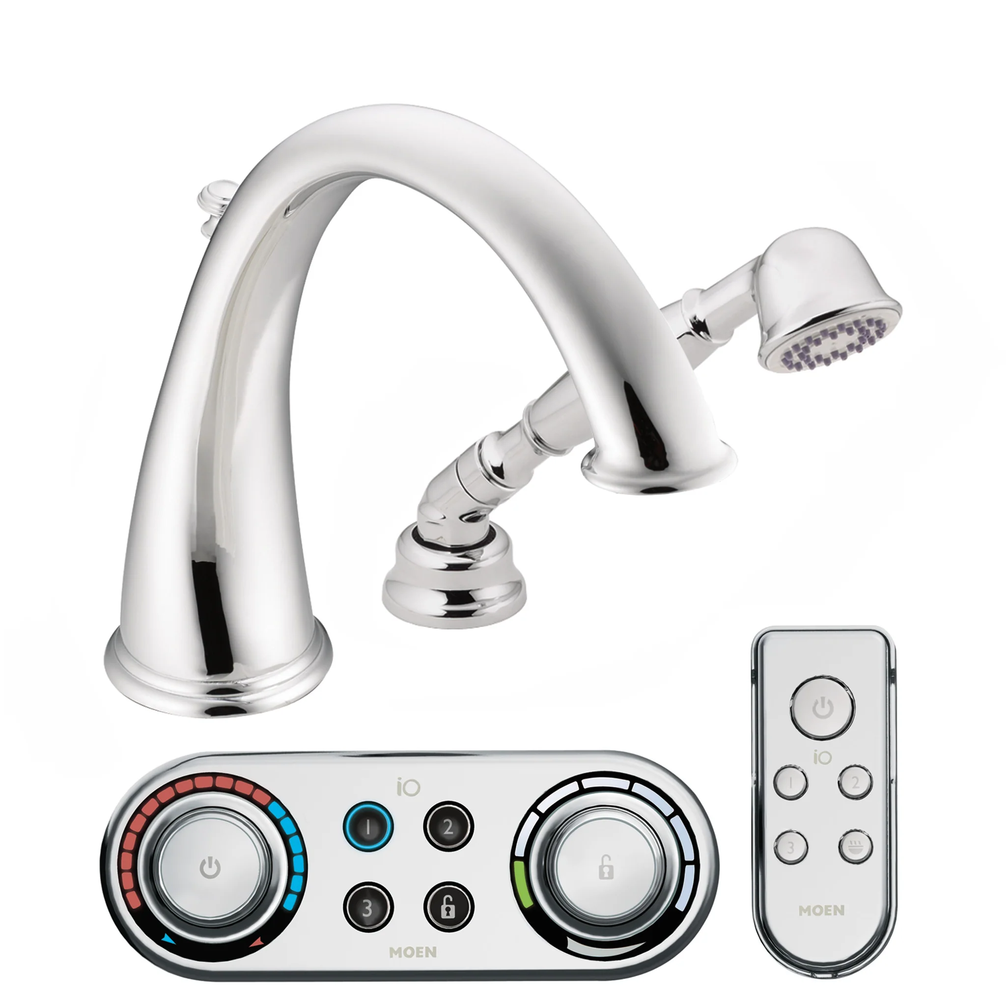 9484-Kingsley-Chrome-high-arc-roman-tub-faucet-includes-hand-shower-IoDIGITAL-R-technology-9.webp Kingsley Chrome high arc roman tub faucet includes hand shower IoDIGITAL(R) technology