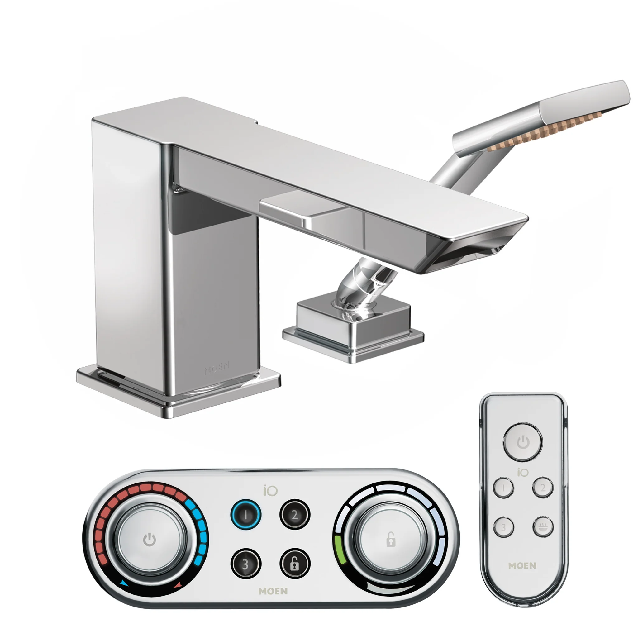 9491-90-Degree-Chrome-high-arc-roman-tub-faucet-includes-hand-shower-IoDIGITAL-R-technology-4.webp 90 Degree Chrome high arc roman tub faucet includes hand shower IoDIGITAL(R) technology